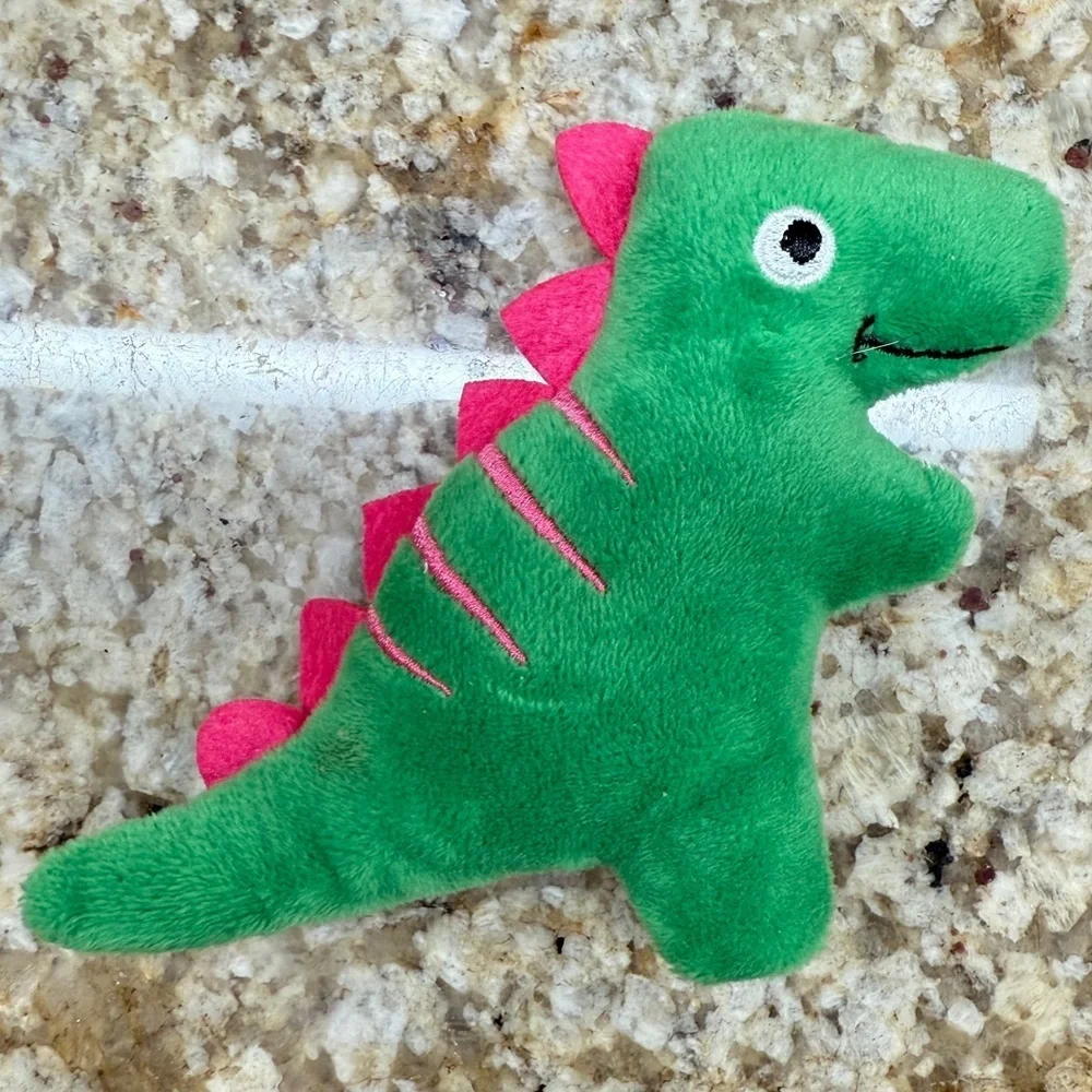 Green and Pink Dinosaur Crinkle Cat or Dog Toy